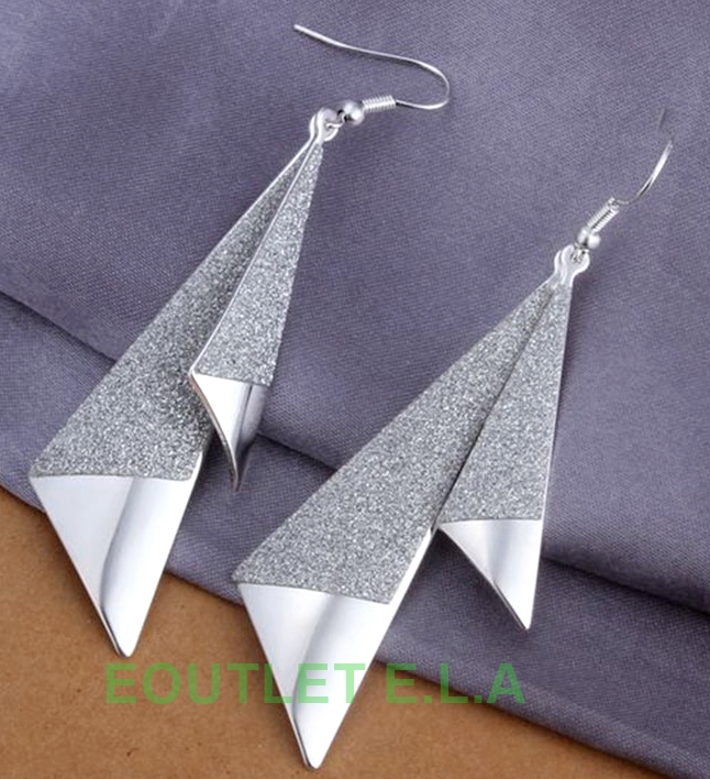 73mm SHINY TRIANGLE DANGLE EARRINGS